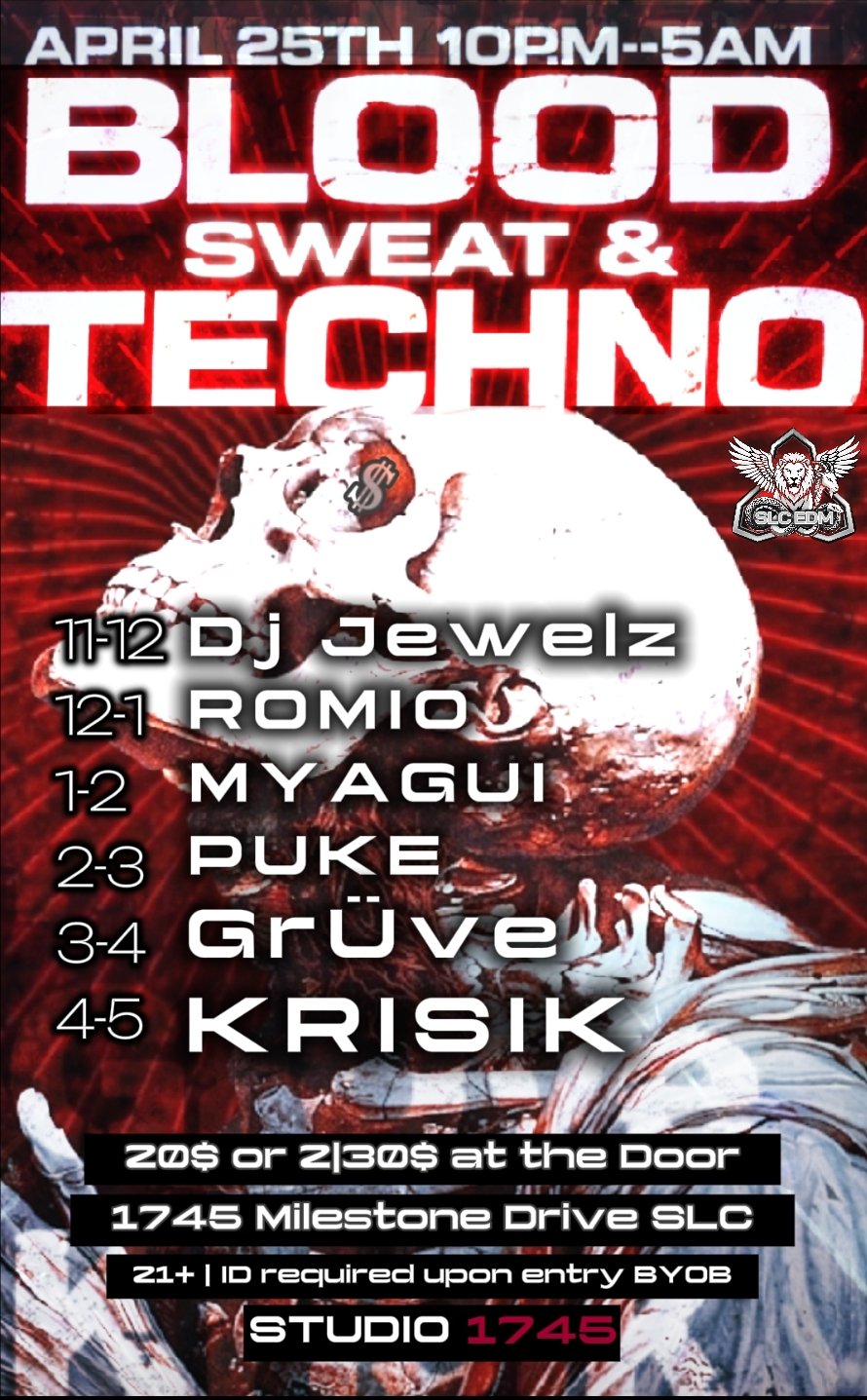 Blood Sweat and Techno flyer